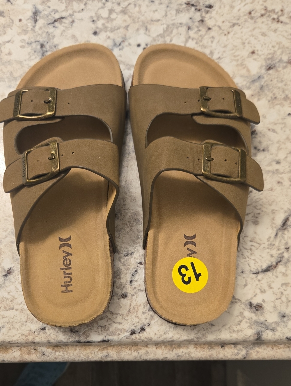 NWOT Hurley Kids/Youth Double Buckle Slide Sandals in Olive Tan